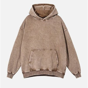 เสื้อฮู้ดดี้คุณภาพสูงปี 2026 แบบสั่งทำพิเศษ ผ่านกระบวนการฟอกสีแบบ Acid Wash ผลิตแบบ OEM/ODM ผ้าฟลีซฝ้าย 100% สีเทา สำหรับผู้ชาย - Product Image 2