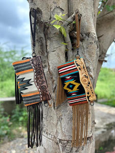 Nouveau Western élégant sellé couverture en cuir usiné sacs à bandoulière en cuir aztèque de haute qualité sacs à bandoulière Vintage Multi couleur sacs - Product Image 5