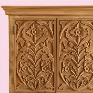 ตู้ไม้เนื้อแข็งแกะสลักสำเนียงเสร็จสิ้นธรรมชาติที่มี2ประตูสำหรับห้องนั่งเล่นห้องนอน - Product Image 2