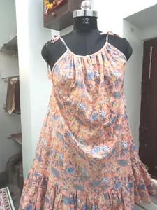 Indien main bloc coton robe pour femmes imprimé fleuri été fête porter Boho Style décontracté translucide cadeau personnalisé - Product Image 3