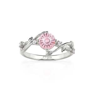 Jeulia Parallel Meet Bypass Vine Leaf Engagement Ring with Pink Sunflare Cut Diamond - Product Image 3