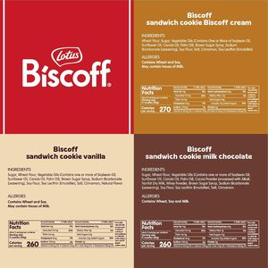 Galletas tipo sándwich Lotus Biscoff, paquete variado, crema Biscoff/crema de vainilla/crema de chocolate con leche, 5.29 onzas (paquete de 6) - Product Image 2