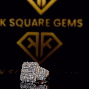 แหวนฮิปฮอปเพชรผู้ชาย Baguette & round CUT Moissanite เงิน925กำหนดเองแหวนหมั้น VVS Moissanite, แหวนออกเย็น - Product Image 2