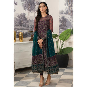 Traje Salwar Kameez de gasa de proveedor directo de fábrica para mujer, diseño tradicional, ligero, de alta calidad, vestido de fiesta para mujer bajo - Product Image 5
