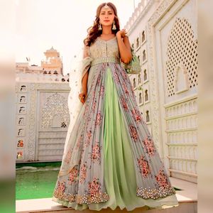 ชุด Anarkali ยาวสำหรับผู้หญิงชุดผ้าฝ้ายและผ้าเรยอนสำหรับใส่ไปงานปาร์ตี้ - Product Image 2