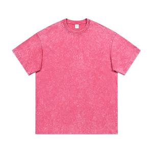 เสื้อยืดสำหรับผู้ชายเสื้อยืดซักด้วยหินฟอกสีลาย Dtg DTF โลโก้ออกแบบได้ตามที่ต้องการ - Product Image 2