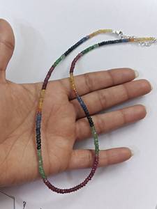 Collar de varias piedras preciosas de 3-4mm zafiro rubí Esmeralda con cuentas Rondelle Strand delicado capas joyería regalo para ella - Product Image 2