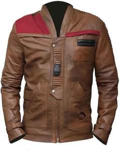 Veste en cuir de mouton véritable marron vintage pour hommes emblématiques Style motard de haute qualité inspiré par le tissu de toile de célébrités - Product Image 5