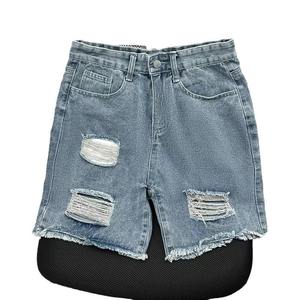 Nuevos pantalones cortos de mezclilla hechos a medida para mujer Pantalones cortos transpirables de algodón 100% de alta calidad - Product Image 1