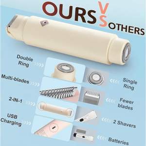 Recortadora Eléctrica Íntima USB para Mujer, Doble Cuchilla para Área del Bikini y Rostro, Afeitadora Corporal Suave para la Piel, Resistente al Agua IPX7 - Product Image 1