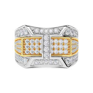 10.00Ct Ice Out VVS Moissanite Diamante de corte redondo con anillo de aniversario de Hip Hop para hombres Plata de Ley 925 - Product Image 5