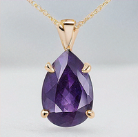 Collier de pierres précieuses violettes Goutte d'eau pour femmes Colliers pendentifs en améthyste naturelle de luxe Bijoux