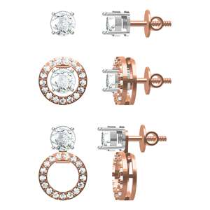 ต่างหูเพชรทรงบริลเลียนต์ ผลิตในห้องปฏิบัติการด้วยวิธี CVD HPHT ได้รับการรับรองจาก IGI ชุบโรเดียมบนทองคำขาว 10k/14k/18k ทองคำแท้ เรียบง่าย โดดเด่น - Product Image 2