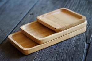 Vajilla decorativa rectangular de madera maciza Real Natural para servir fruta, plato de postre, bandeja para servir café, bandeja para servir café - Product Image 5