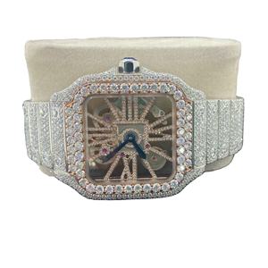 Montre mécanique en moissanite glacée, bracelet en acier inoxydable durable, cadran en cristal de saphir brillant, style hip-hop, montre à échelle mixte - Product Image 3