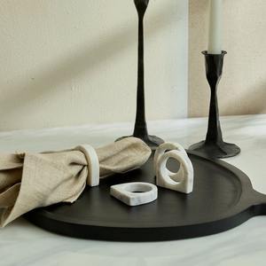 Juego de Anillos para Servilletas de Mármol Natural en Piedra Blanca y Gris, Hechos a Mano, Accesorio de Mesa de Comedor de Mármol Sólido, Porta Servilletas de Lujo para Hoteles - Product Image 4