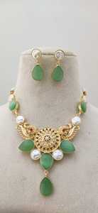 Stylish Premium Antique Golden Handmade <b>Mother</b> <b>of</b> <b>Pearl</b> Design Necklace Set Heavy Brass Made Customized Design - Product Image 5