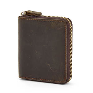 Portefeuille en cuir personnalisé avec logo, design multi-cartes plié, fermeture éclair intégrale, haute qualité, personnalisable - Product Image 1