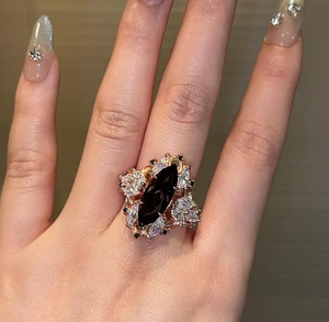 Bague en argent sterling 925 avec moissanite noire marquise de 6 carats - Product Image 3