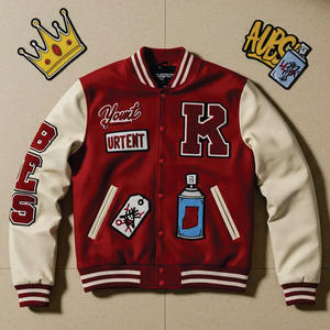 Veste universitaire personnalisée veste universitaire en chenille avec broderie veste universitaire à manches en cuir - Product Image 5