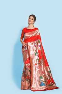Latest Designer Soft Banarasi Silk Printed Work Women's High-quality Party Festival <b>Saree</b> by FabZone - Product Image 5
