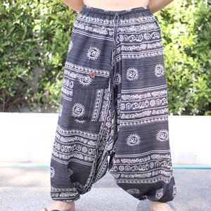 Pantalones de algodón estampados Om en estilo Hmong Ropa de Yoga de exportación informal de Tailandia y moda espiritual para compradores - Product Image 4