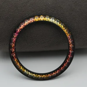 Bisel de Reloj con Diamantes de Moissanita, Degradado Multicolor, Estilo Helado, Lujoso, de Acero Inoxidable Negro, Bisel de Repuesto Personalizado - Product Image 3