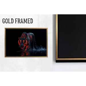 Tableau imprimé sur toile : Art mural en verre avec motif de tigre surréaliste - Décoration animale moderne, 1P Goldframedcanvas - Product Image 1