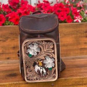 Vente en gros de sacs à bandoulière personnalisés en cuir véritable portable multifonctions usinés à la main pour l'extérieur sacs à bandoulière à imprimé floral en cuir de vachette - Product Image 5