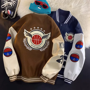 Wholesale Plus Size Mens Varsity College <b>Jackets</b> Blank Custom Logo Plain Letterman Style for 2024 - Product Image 4