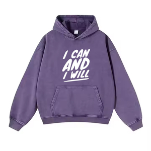 Servicio OEM Sudaderas con capucha de lavado ácido para hombres Color gris Tallas grandes Bolsillo delantero Pullover Peso pesado Hombres adultos Sudadera con capucha de lavado ácido - Product Image 5