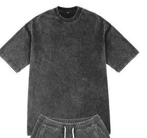 Meilleures ventes 2025 Ensemble short 2 pièces décontracté d'été pour homme, logo personnalisé, délavage acide, coupe oversize, en coton respirant - Product Image 2