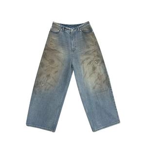 Pantalon baggy en denim pour hommes, délavé à l'acide, coupe ample, commandes OEM, toutes les couleurs personnalisées disponibles, vente en gros personnalisée - Product Image 3
