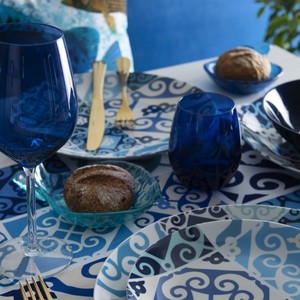 Set of 6pcs Wine Goblets 50 cl (17 fl oz) Blue Sprayed Glass Blue and Transparent Stem Modern Elegant Style Color Wine Excelsa - Product Image 4