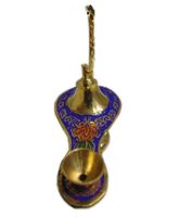 Brûleur d'encens antique de style Aladdin Brûleur à cône en laiton émaillé coloré avec gravure de sculpture pour une utilisation fonctionnelle décorative à la maison