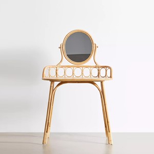 Coiffeuse en rotin de style nordique de luxe pour chambre à coucher, table de maquillage avec miroir, vente en gros - Product Image 5
