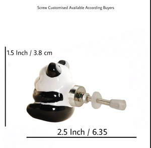 Handmade Baby Panda Kids Ceramic Knobs Drawer Cabinet Handle Pulls for <b>Wardrobe</b> Kitchen Dresser Bedroom Living Room-Industrial - Product Image 3