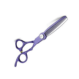 Tijeras de adelgazamiento recubiertas de color púrpura Borde duradero afilado 24 dientes 6 pulgadas Tijeras de adelgazamiento de peluquero al por mayor - Product Image 1