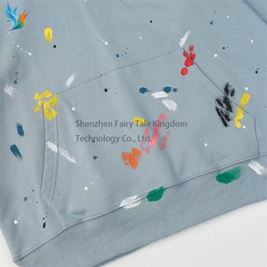 Felpa <span class=keywords><strong>con</strong></span> Cappuccio Oversize Streetwear <span class=keywords><strong>con</strong></span> Stampa Schizzi di Vernice, Blu Chiaro, <span class=keywords><strong>con</strong></span> Scritta Stampata - Product Image 3
