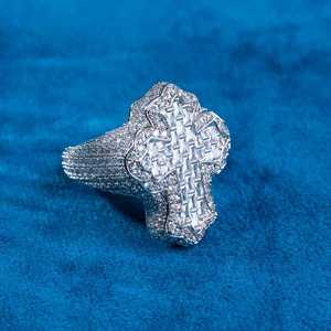 Premium Quality Luxury Iced Out Diamond <b>Cross</b> Ring Bold Statement Jewelry with Full Pave Setting for <b>Men</b> Available for Sale - Product Image 1