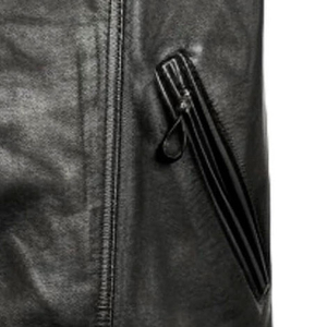 Chaleco de Motocicleta de Cuero Genuino Negro para Hombre, Cierre de Cremallera sin Cuello, Reversible, Impermeable, Transpirable, Ropa Exterior Formal - Product Image 3