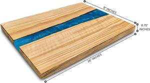 Planche à charcuterie en bois et résine faite à la main, bleu océan, grande planche à fromage rectangulaire - Product Image 5