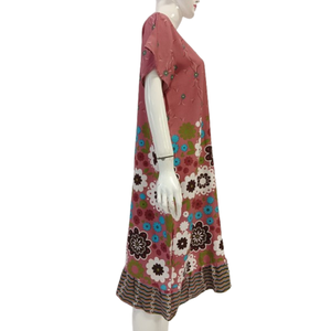 Chrysanta ชุดเดรสลำลองลายดอกไม้สำหรับผู้หญิงคอกลมแขนสั้นใส่อยู่บ้าน - Product Image 4