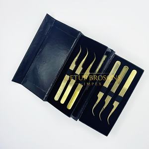 Pinzas de Acero Inoxidable GETUP BROSONS IMPEX con Punta de Fibra de Plasma Dorada Lisa, Antiestáticas, Antimagnéticas, de 10 mm - Product Image 2