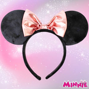 H.E.R ACCESSORIES Sous licence Disney Minnie Mouse Oreilles floues Costume Bandeau avec arc et oreilles de personnage Arc rose 3 ans et plus - Product Image 1