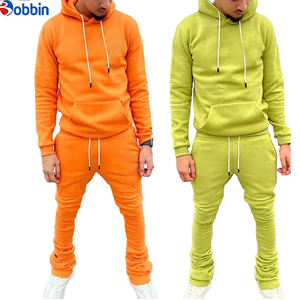 Ensemble de survêtement deux pièces en coton de haute qualité pour homme, tendance, personnalisé, avec pantalon empilé, logo, nouvelle tenue pour le sport - Product Image 1