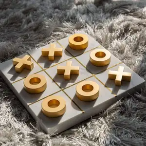 Marble Tic Tac Toe игра мраморная латунная игра (с 5 твердыми латунными X's O) настольная игра для детей кофе оптом от производителя 2023