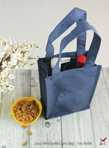 Ecológico personalizado yute Juco lienzo botella de vino bolsas de transporte de fabricante indio - Product Image 4