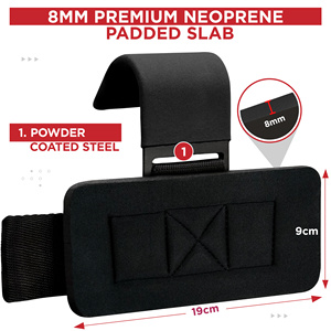 Venta caliente Deadlifting Entrenamiento Levantamiento de pesas Gancho Barbell Filas Gimnasio Entrenamientos Palma Protección Neopreno Acolchado Gancho de metal negro - Product Image 3