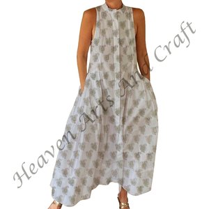 Mono de Algodón 100% con Estampado Floral, Mono de Algodón Puro Hecho a Mano, Éxito de Ventas, Mono Informal de Verano - Product Image 3